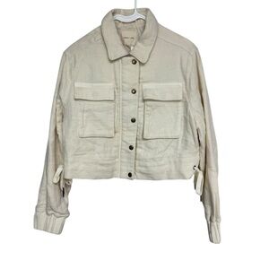Silence + Noise Cream Woven Cropped Jacket Small NWT